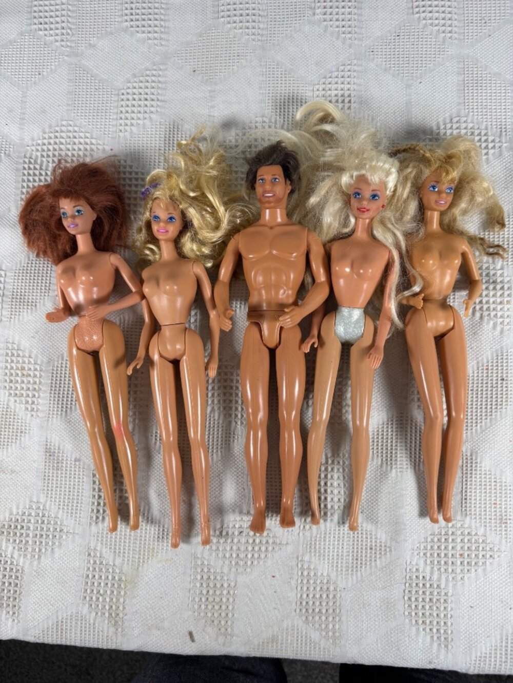Vintage Barbie and Ken Dolls 1980s to 1990s Lot Of 5 Mixed Styles and Hair